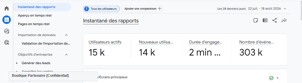 Capture Réelle Google Analytics 4 Boutique Électronique